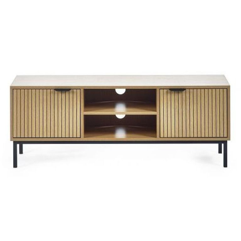 Sia TV Unit - 2 Door - Ribbed - Oak