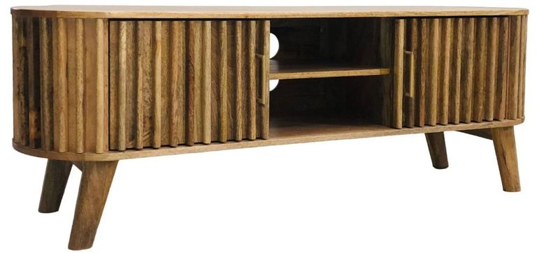 Slated Mango Wood 135cm TV Unit