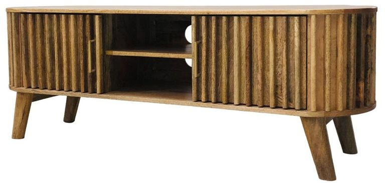 Slated Mango Wood 135cm TV Unit
