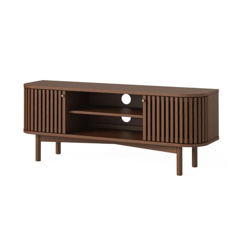 Soho TV Unit - 130cm - Slatted Small Storage - Dark Oak