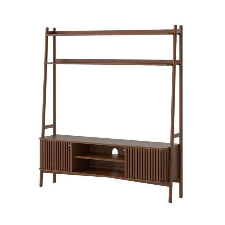 Soho TV Unit - 165cm - Slatted Ladder Large Storage - Dark Oak