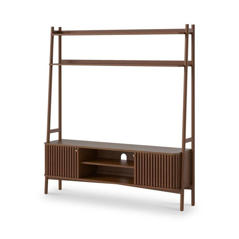 Soho TV Unit - 165cm - Slatted Ladder Large Storage - Dark Oak
