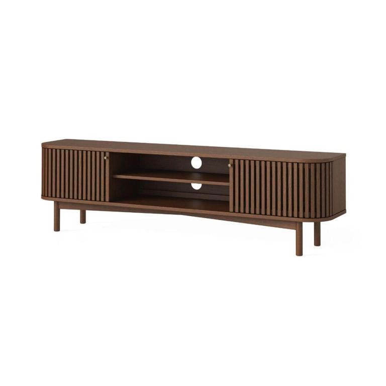 Soho TV Unit - 180cm - Slatted Large Storage - Dark Oak