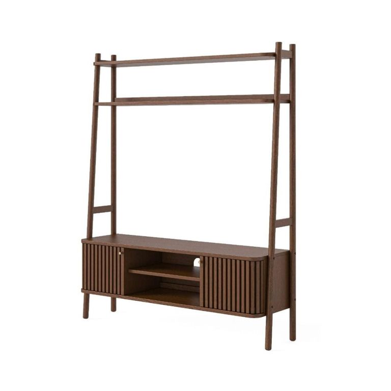 Soho TV Unit - Slatted Ladder Storage - Dark Oak