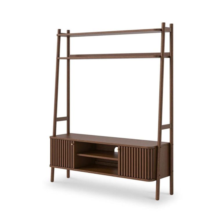 Soho TV Unit - Slatted Ladder Storage - Dark Oak