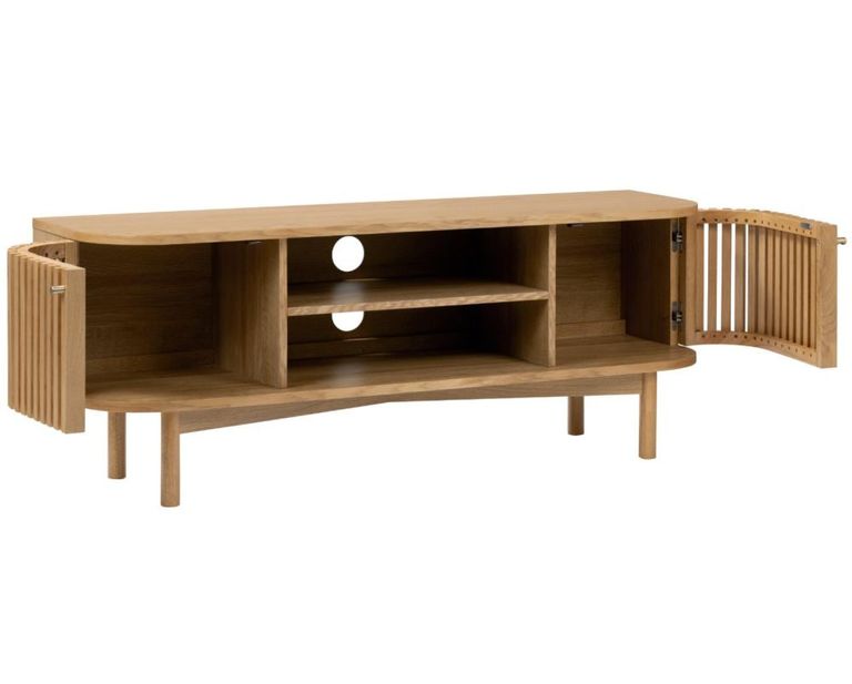 Soho TV Unit - 130cm - Slatted Small Storage - Oak
