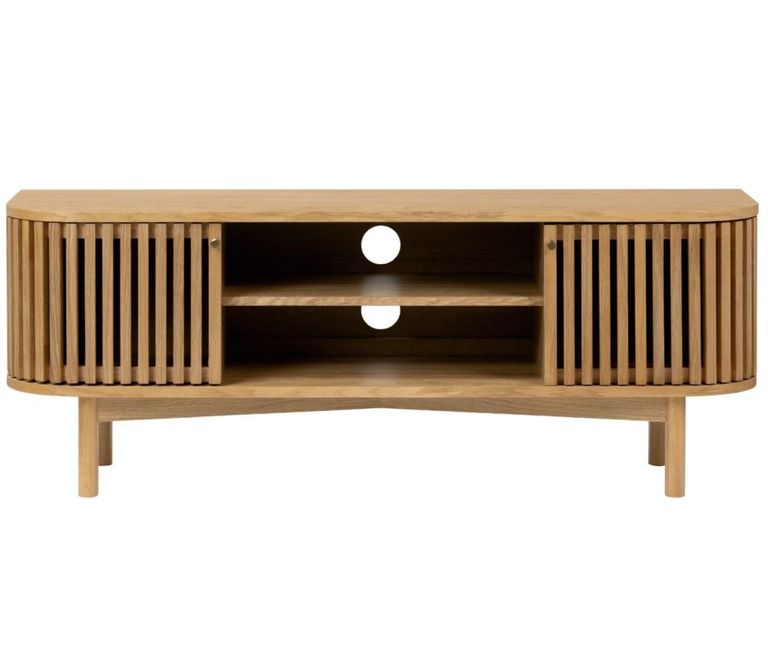 Soho TV Unit - 130cm - Slatted Small Storage - Oak