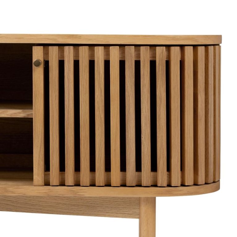 Soho TV Unit - 130cm - Slatted Small Storage - Oak