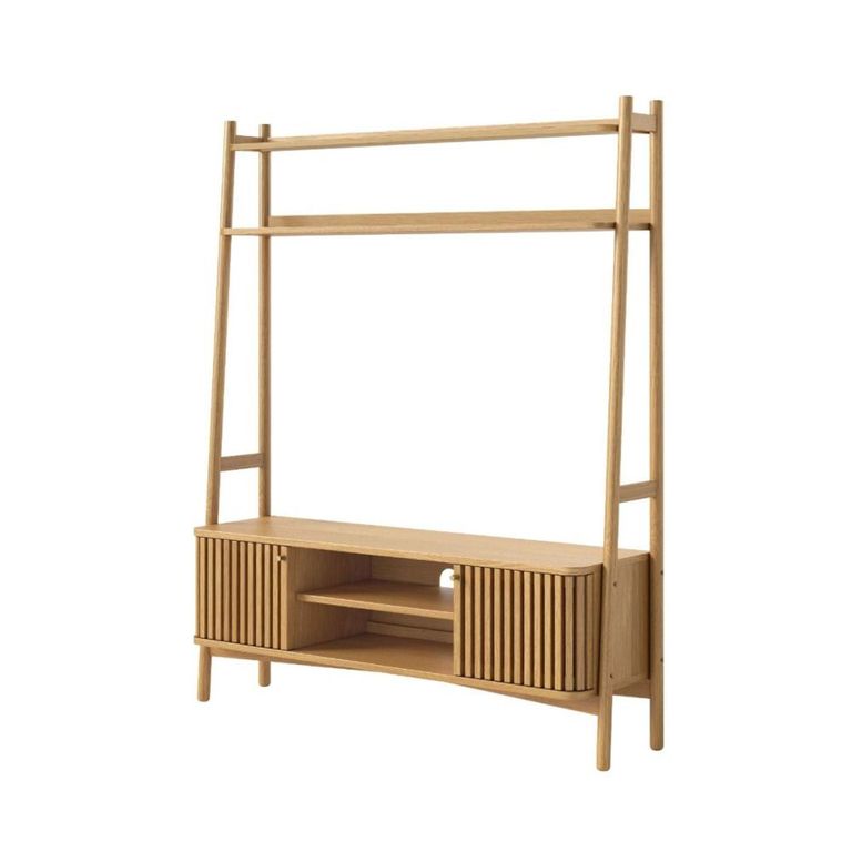 Soho TV Unit - Slatted Ladder Storage - Oak