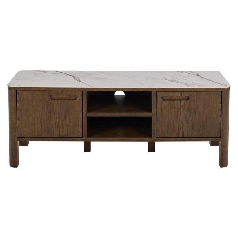 Southampton TV Unit - 2 Door - Ceramic Top - Dark Oak