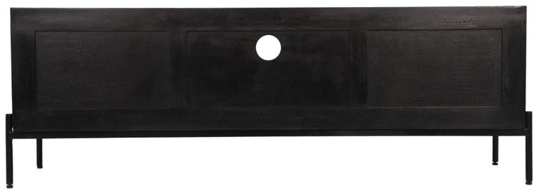 Tapola Black Wood and Rattan 145cm TV Unit