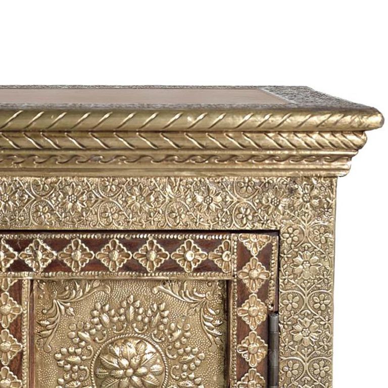 Trona TV Unit - Acacia Wood - Brass Cladded - Large Storage