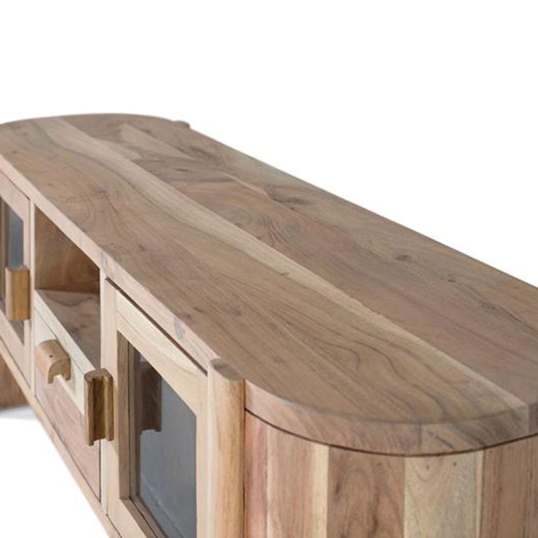 Turin Storage Curved TV Unit - 2 Door - Acacia Wood