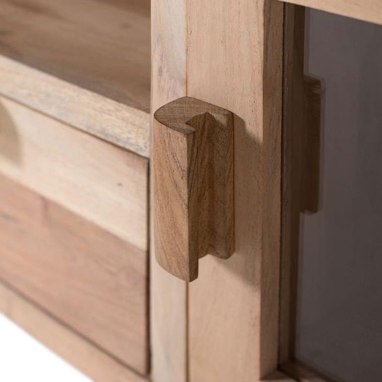 Turin Storage Curved TV Unit - 2 Door - Acacia Wood