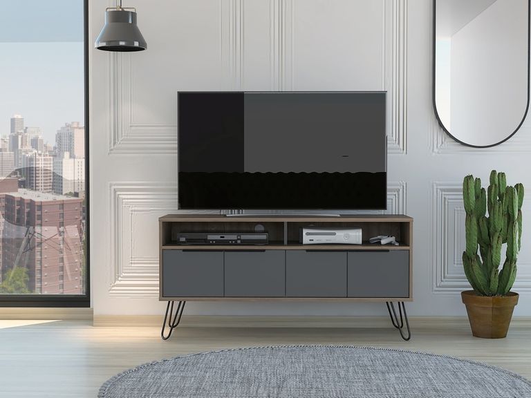Vegas Grey TV Unit with Hairpin Legs