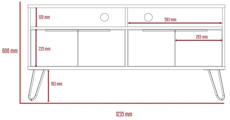 Vegas Grey TV Unit with Hairpin Legs
