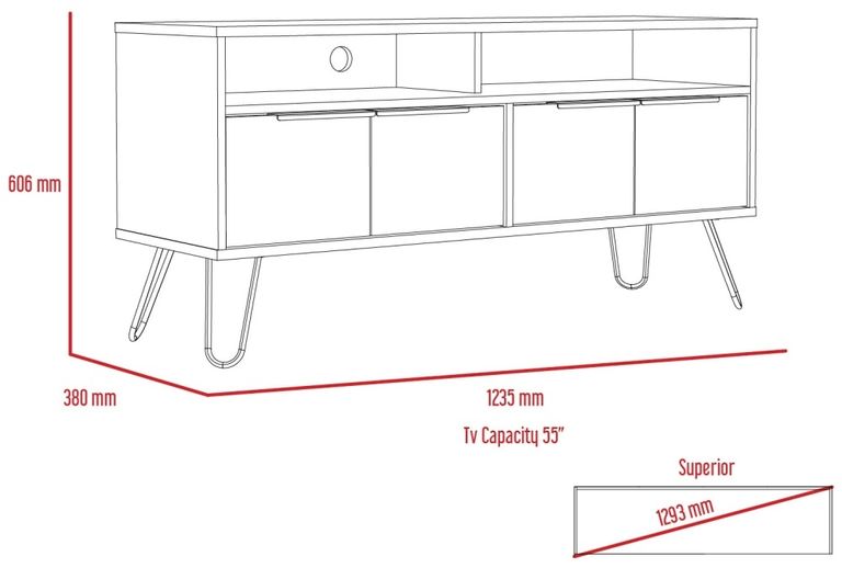 Vegas Grey TV Unit with Hairpin Legs