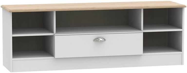 Victoria Grey and Riviera Oak 145cm Wide TV Unit