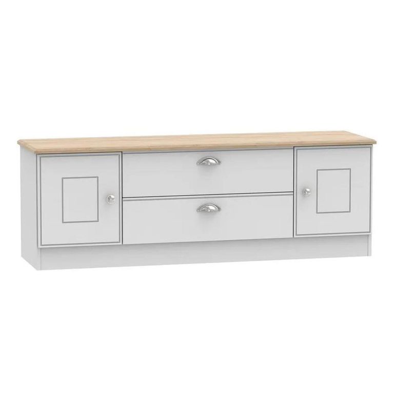 Victoria TV Unit - 145cm - Grey and Riviera Oak