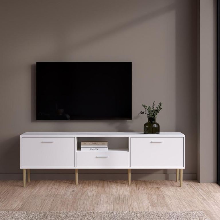 White Storage Large TV Unit