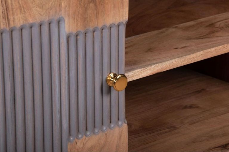 William Acacia Ribbed with Gold Trim 145cm TV Unit