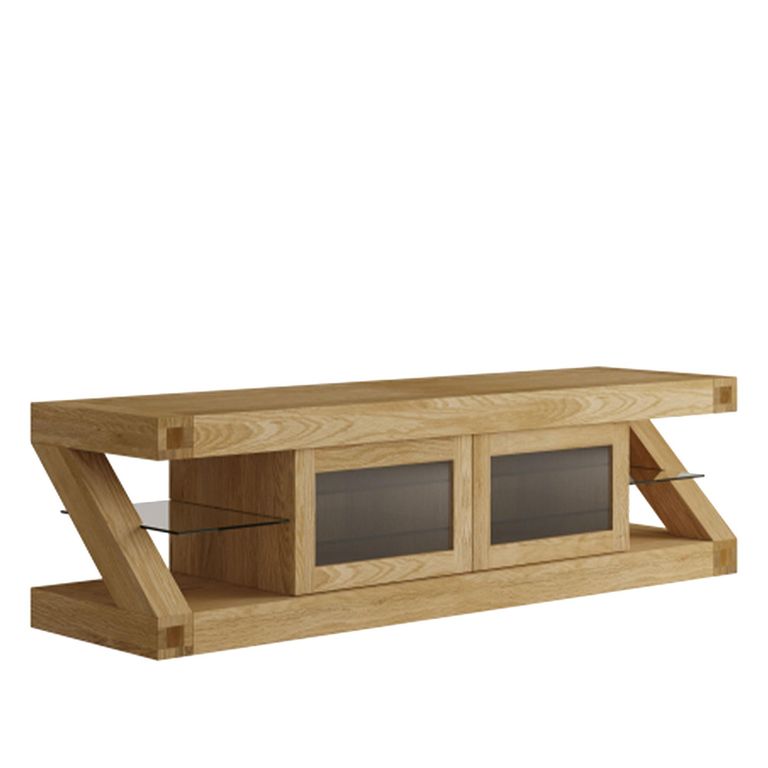 Z Designer Plasma TV Unit - Oak and Glass