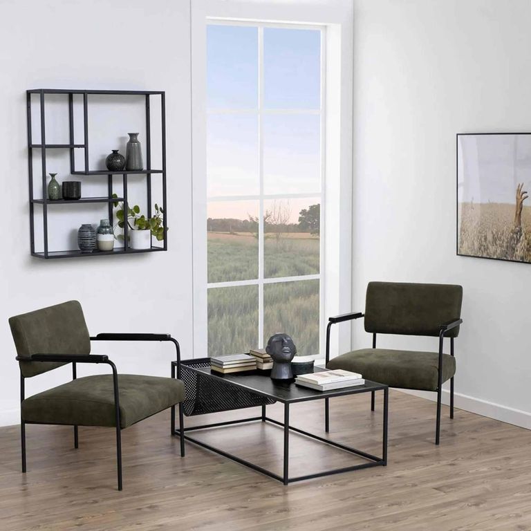 Seaford Wall Rack - Black Melamine and Metal