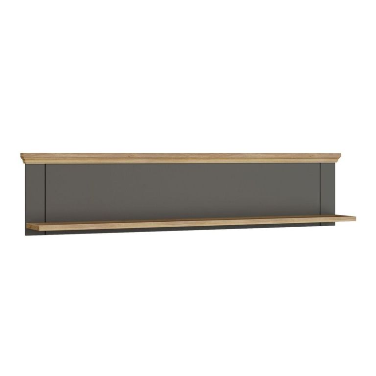 Pontypool Wall Shelf - Dark Grey and Light Oak