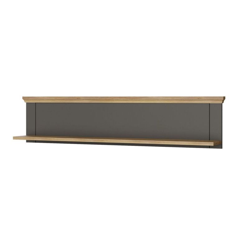 Pontypool Wall Shelf - Dark Grey and Light Oak