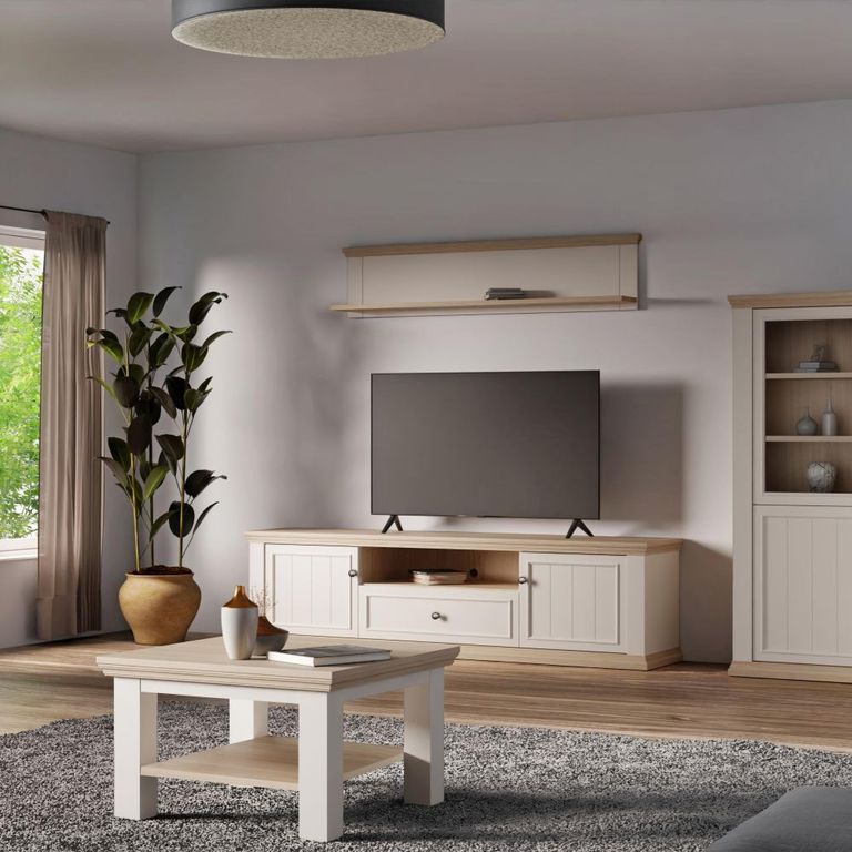 Pontypool Wall Shelf - White and Riva Oak