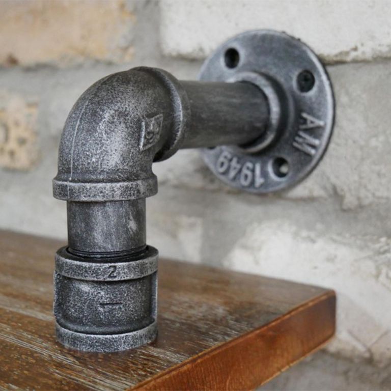 Shelves - Black Metal Pipe - 3 Wooden Wall Shelves