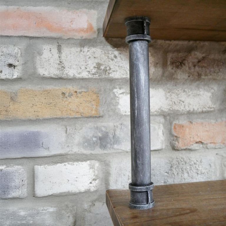 Shelves - Black Metal Pipe - 3 Wooden Wall Shelves