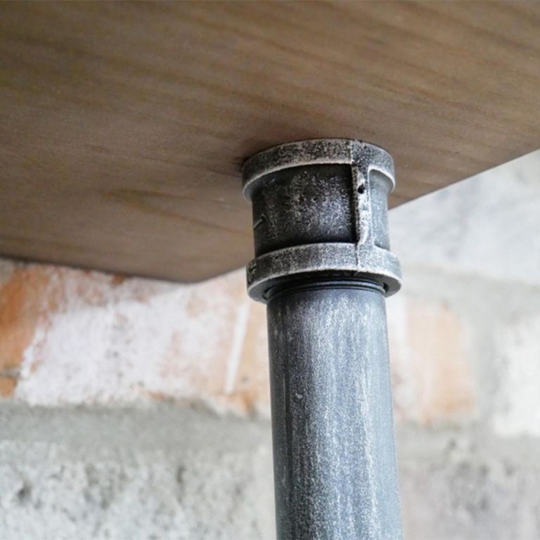 Shelves - Black Metal Pipe - 6 Wooden Wall Shelves