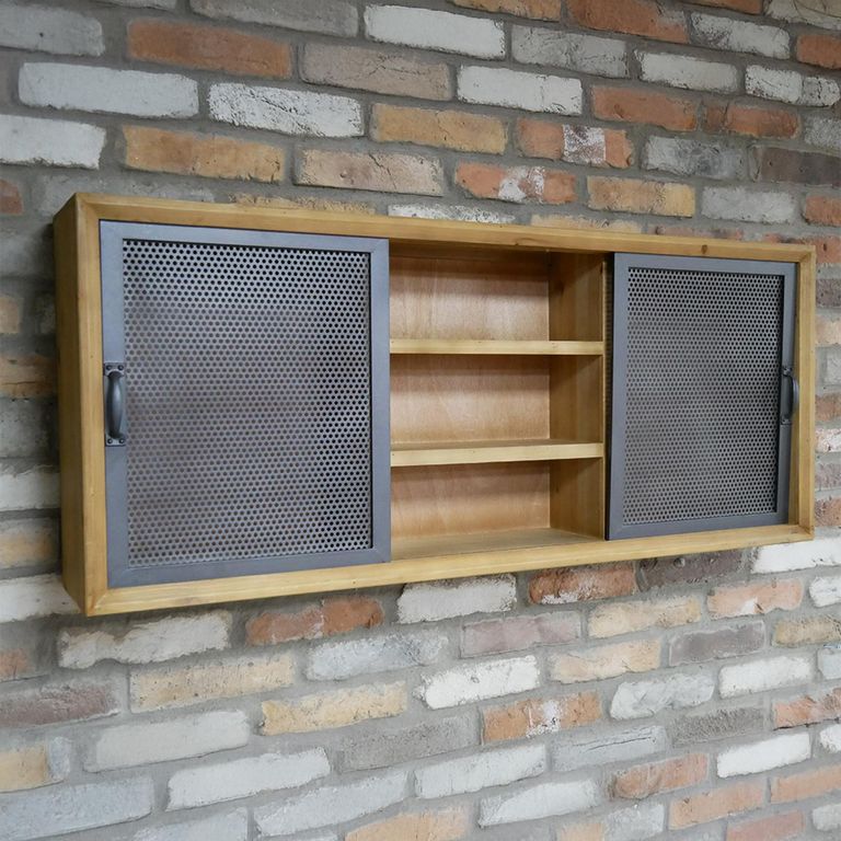 Wall Unit - 2 Door - Fir Wood and Metal
