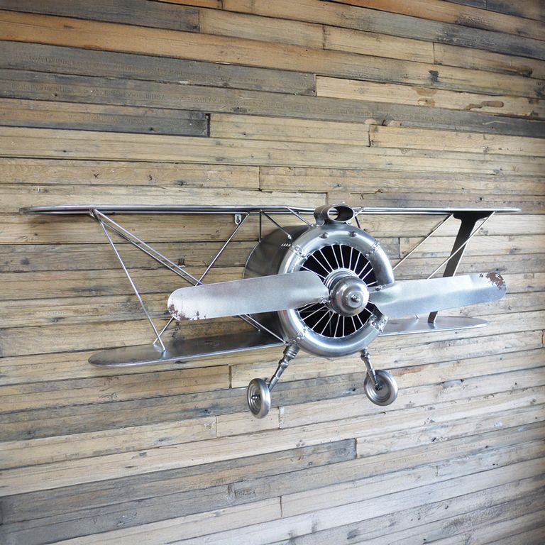 Wall Decoration - Grey - Aeroplane - Metal