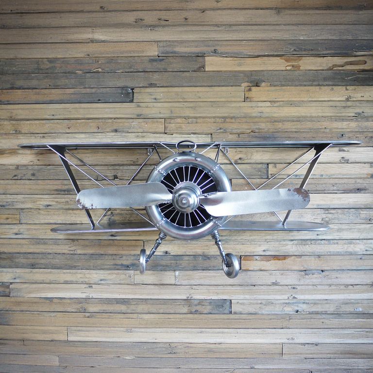 Wall Decoration - Grey - Aeroplane - Metal