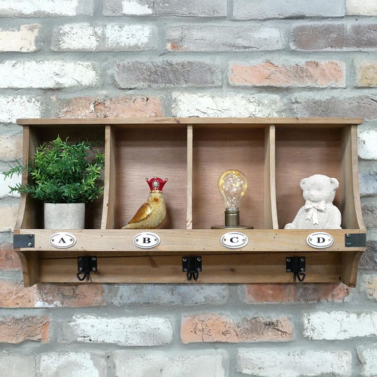 Small Wall Unit - with Hooks - Wooden
