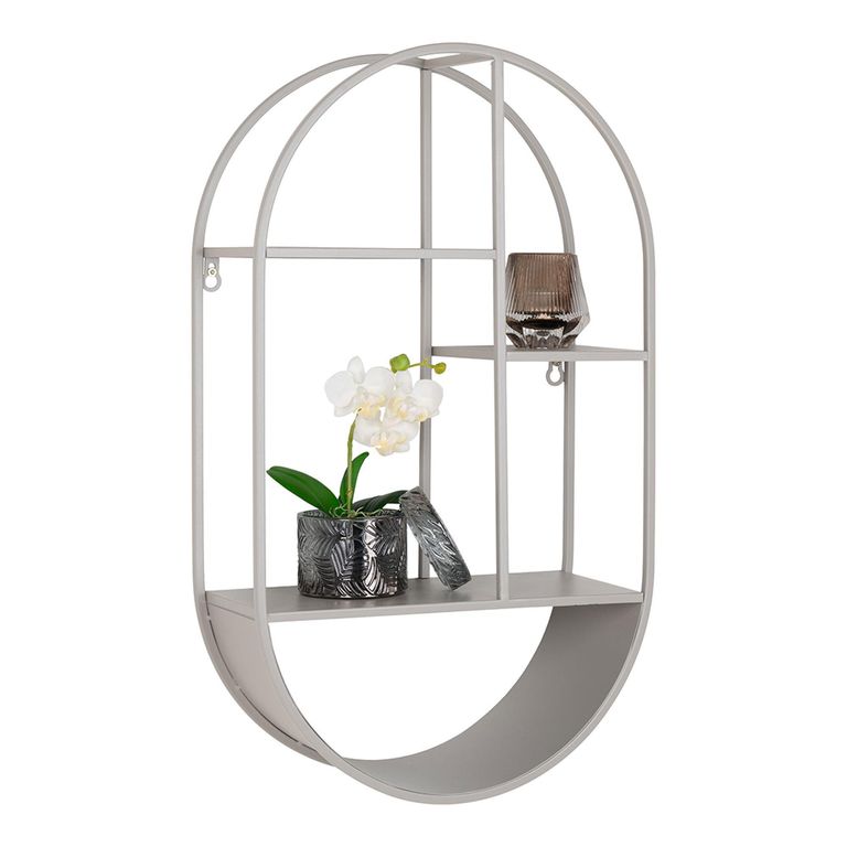Feira Oval Wall Shelf - Grey Metal