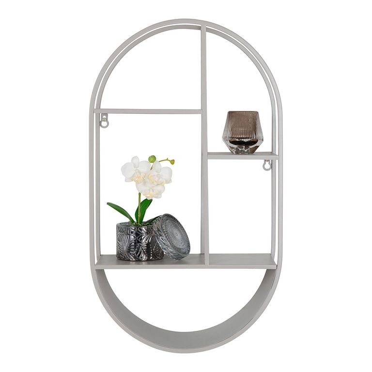 Feira Oval Wall Shelf - Grey Metal