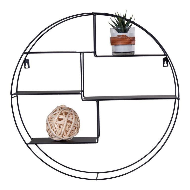 Genk Round Wall Shelf - Black Metal