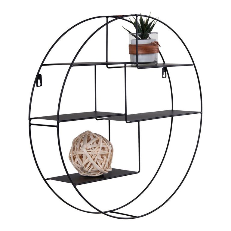 Genk Round Wall Shelf - Black Metal