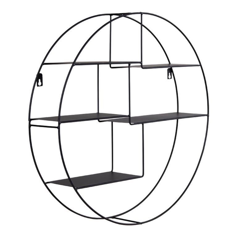 Genk Round Wall Shelf - Black Metal
