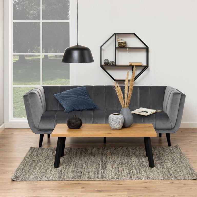 Seaford Wall Rack - Octagonal - Oak and Black Metal