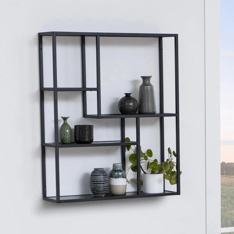 Seaford Wall Rack - Oak and Black Metal