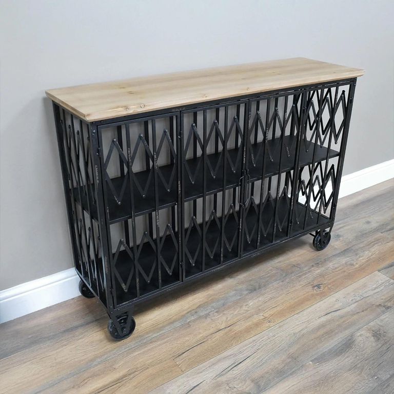 Wine Cabinet - 2 Door - Black Metal Cage - Industrial