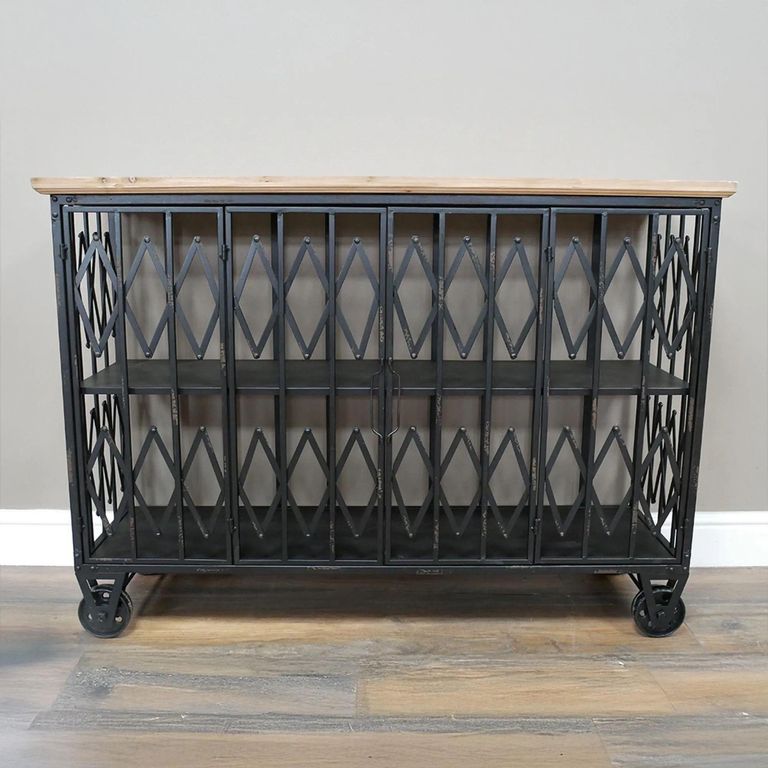 Wine Cabinet - 2 Door - Black Metal Cage - Industrial