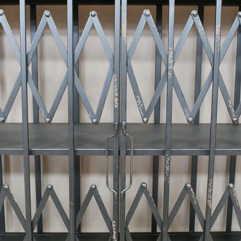 Wine Cabinet - 2 Door - Black Metal Cage - Industrial