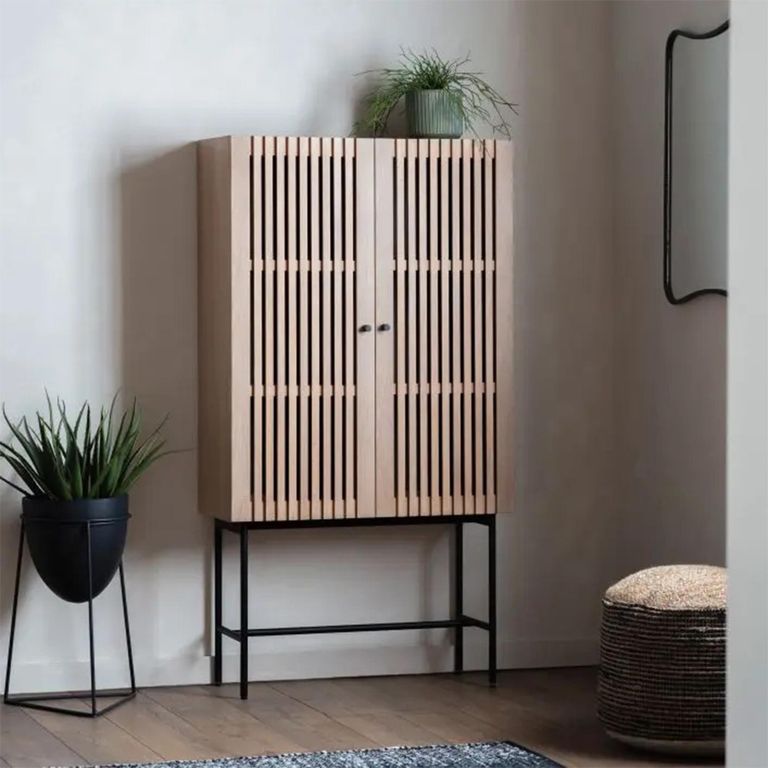 Clearance - Okayama Drinks Cabinet - 2 Door - Japandi Style - Oak - A109