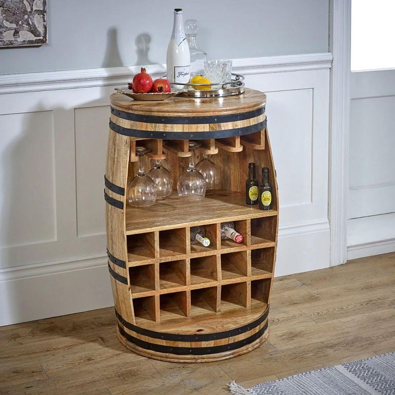 Surrey Wine Cabinet - Barrel - Solid Mango Wood