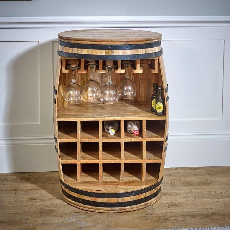 Surrey Wine Cabinet - Barrel - Solid Mango Wood